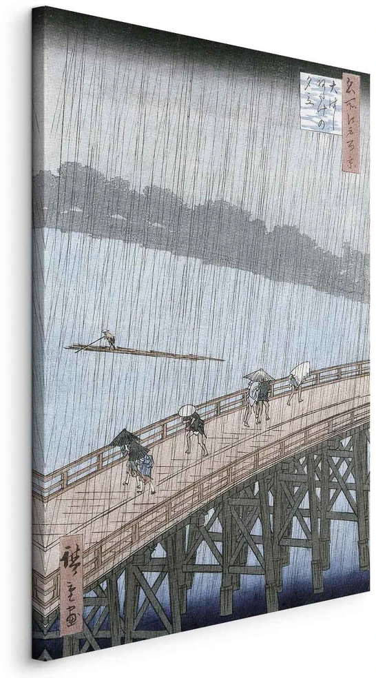 Paveikslas Utagawa Hiroshige - Staigus lietus virš Shin-Ohashi tilto ir Atakės