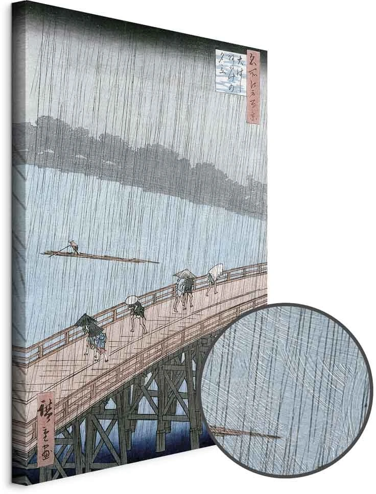 Paveikslas Utagawa Hiroshige - Staigus lietus virš Shin-Ohashi tilto ir Atakės