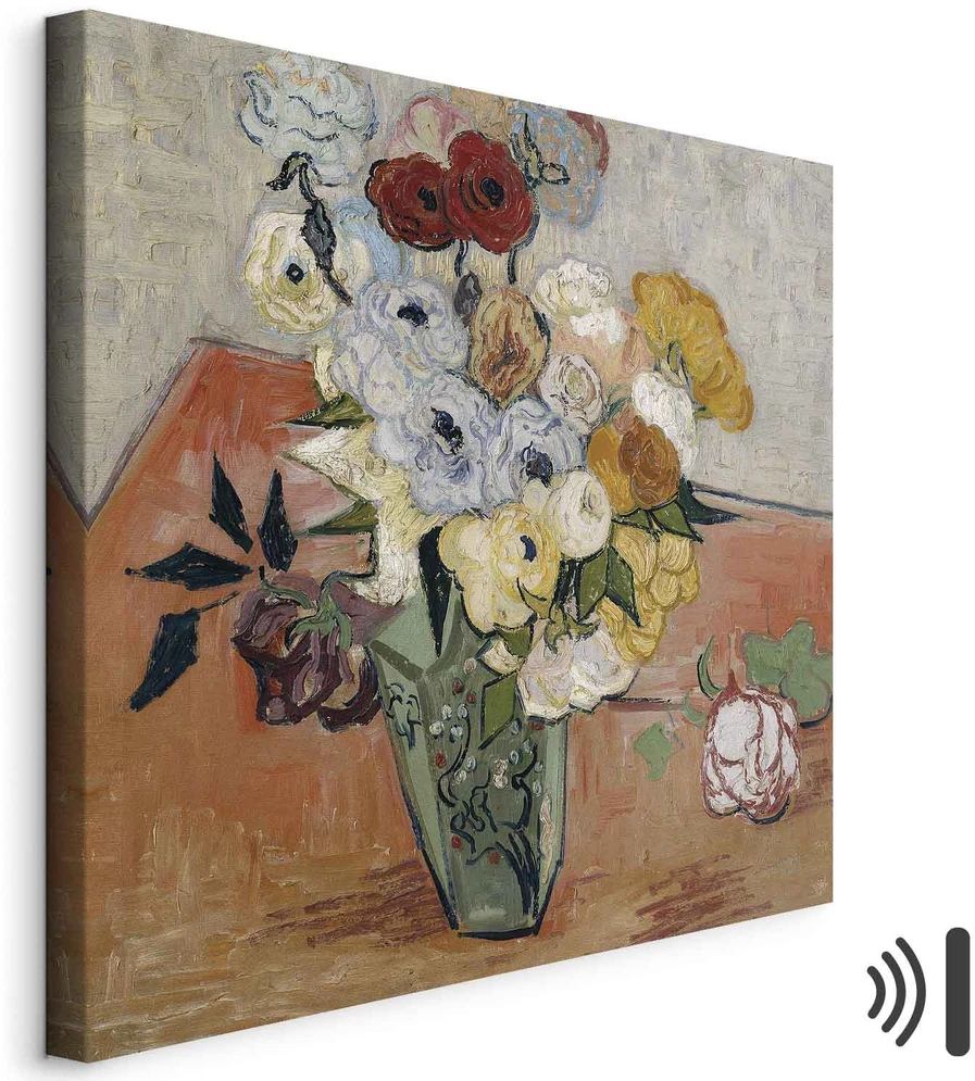 Paveikslas Vincent van Gogh - Natiurmortas su japoniška vaza, rožėmis ir anemonais