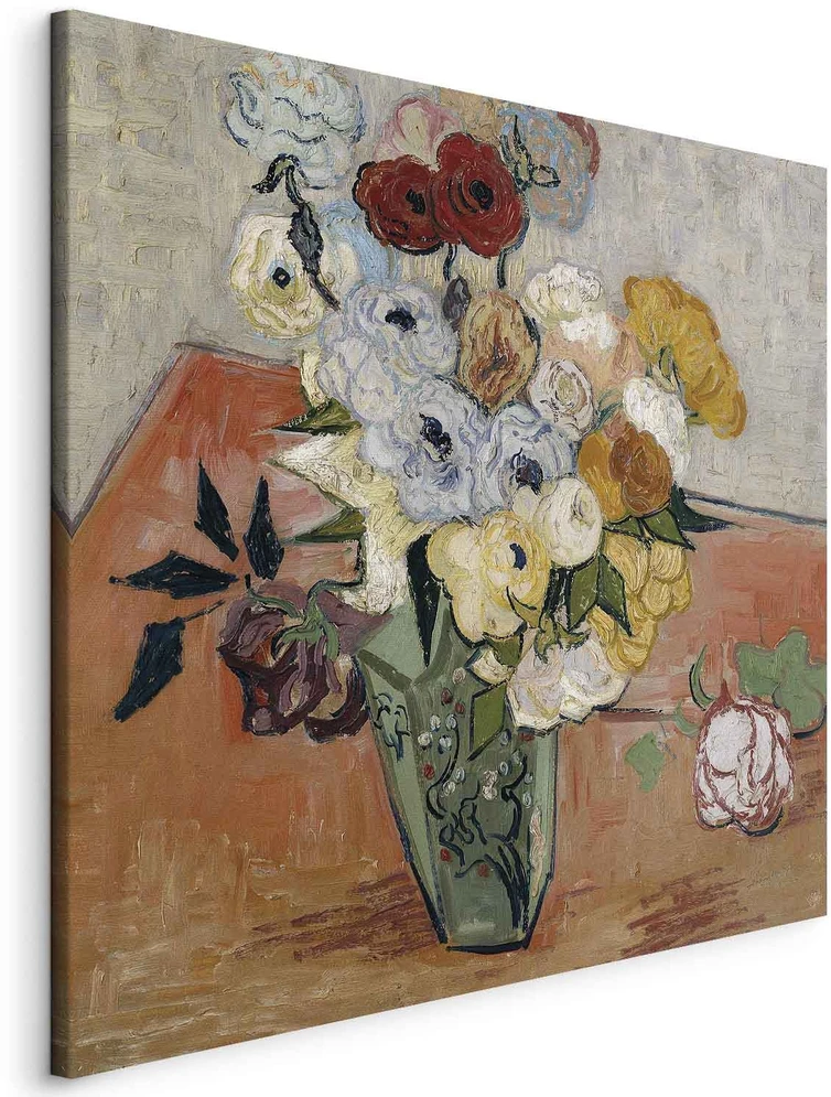 Paveikslas Vincent van Gogh - Natiurmortas su japoniška vaza, rožėmis ir anemonais