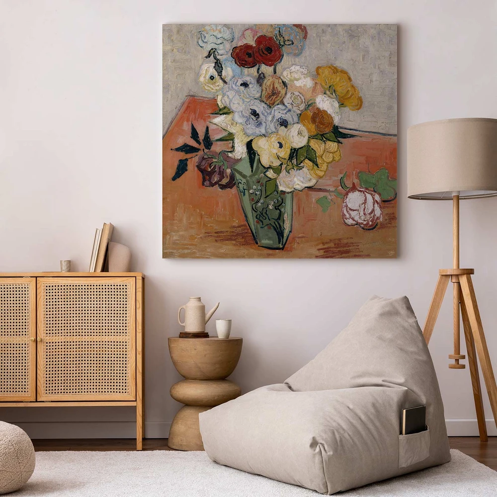 Paveikslas Vincent van Gogh - Natiurmortas su japoniška vaza, rožėmis ir anemonais