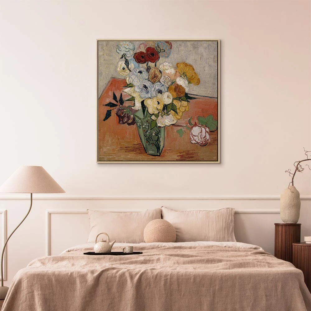 Paveikslas Vincent van Gogh - Natiurmortas su japoniška vaza, rožėmis ir anemonais