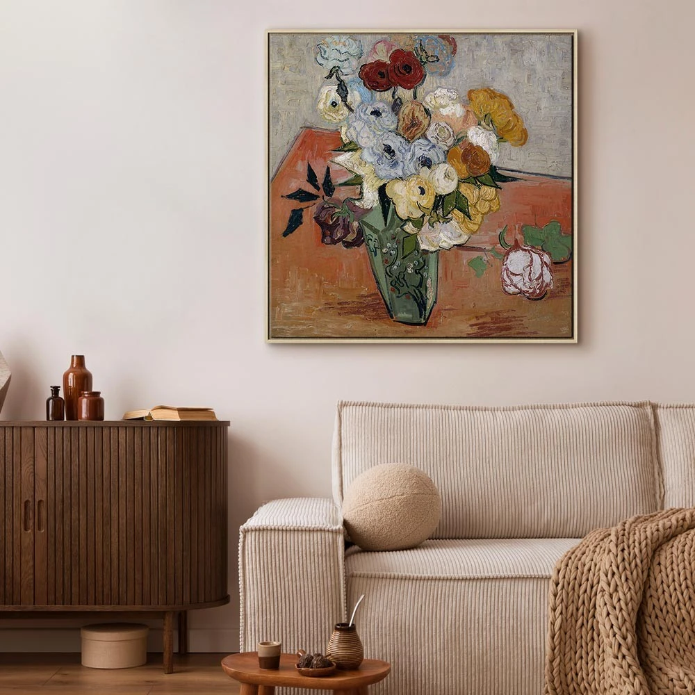 Paveikslas Vincent van Gogh - Natiurmortas su japoniška vaza, rožėmis ir anemonais