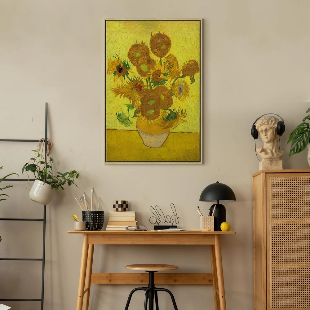 Paveikslas Vincent van Gogh - Natiurmortas. Vaza su penkiolika saulėgrąžų