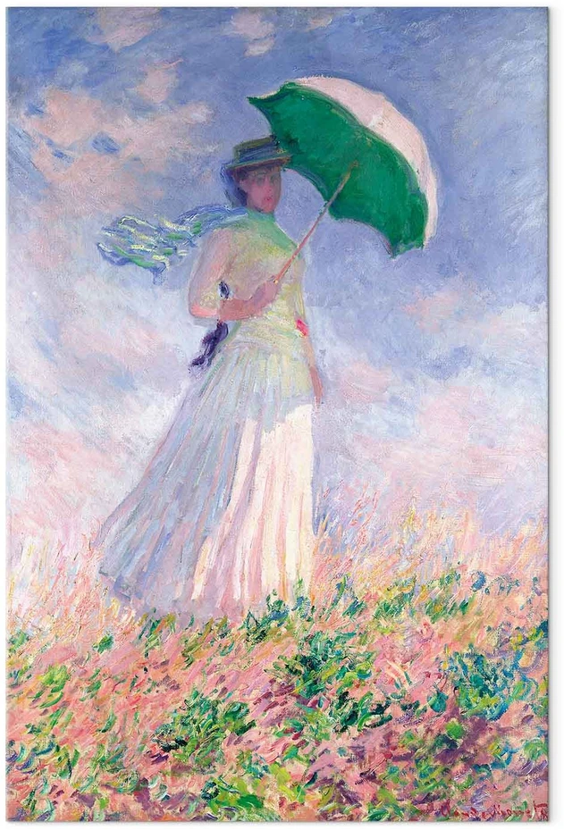 Paveikslas XXL Claude Monet - Moteris su skėčiu, žvelgianti į dešinę