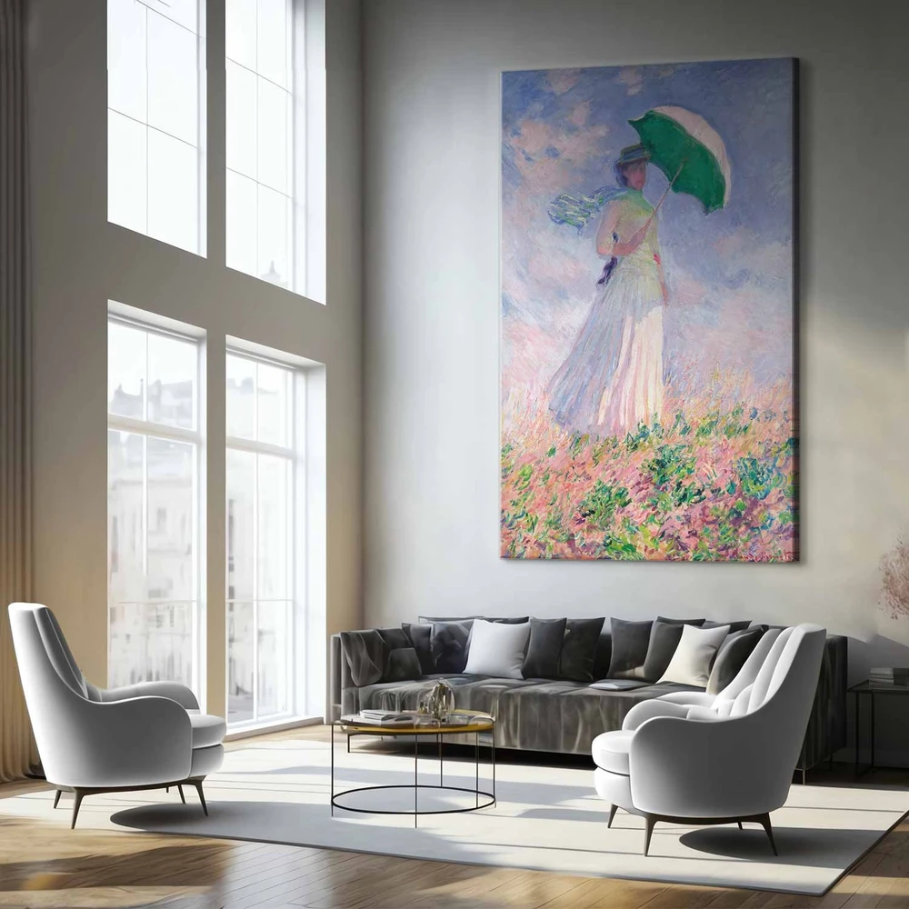 Paveikslas XXL Claude Monet - Moteris su skėčiu, žvelgianti į dešinę