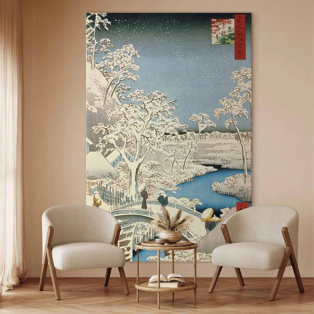 Paveikslas XXL Utagawa Hiroshige - Būgnų tiltas ir saulėlydžio kalva Meguro