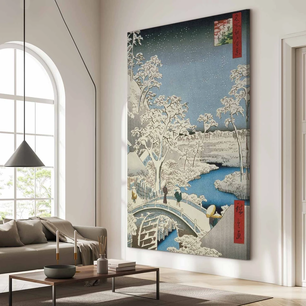 Paveikslas XXL Utagawa Hiroshige - Būgnų tiltas ir saulėlydžio kalva Meguro