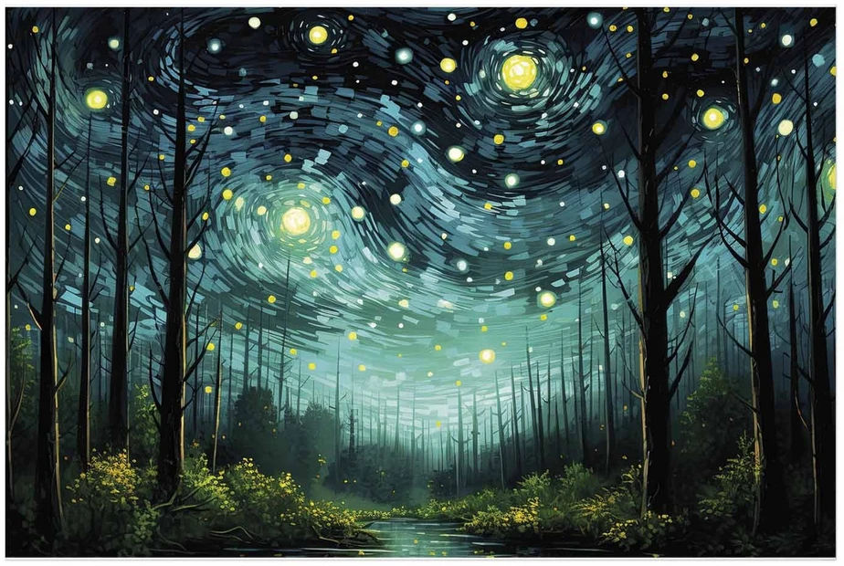 Paveikslas - Žvaigždėta naktis - šiuolaikinė Van Gogho dangaus interpretacija