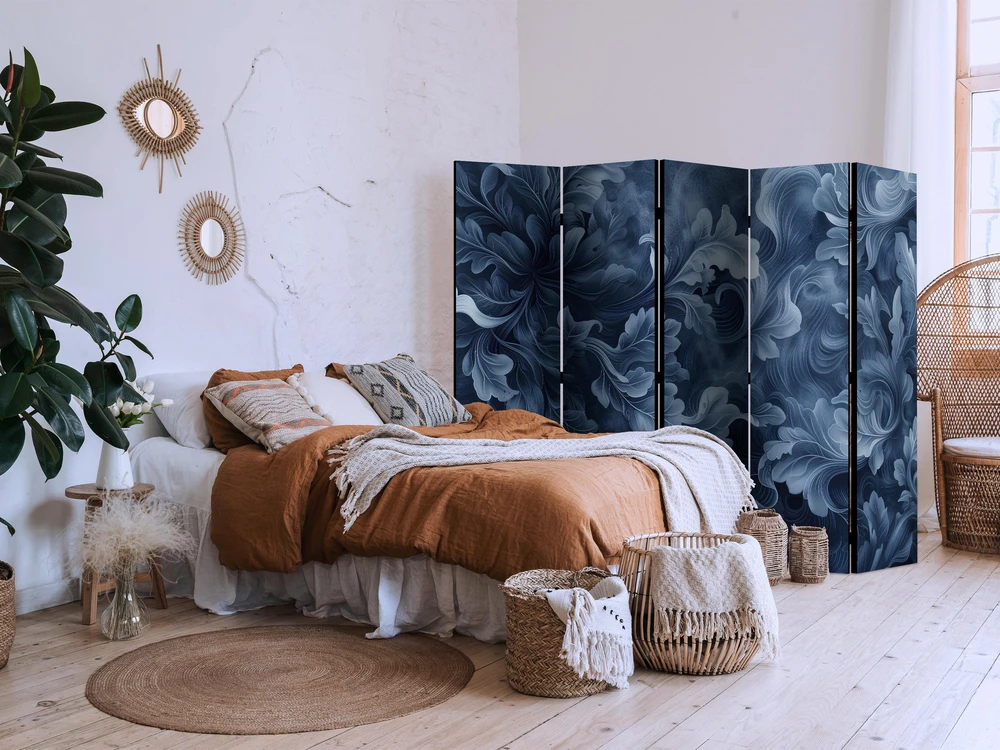 Pertvara - Abstraktūs ornamentai - tamsiai mėlyni Viktorijos lapai - 5 dalių