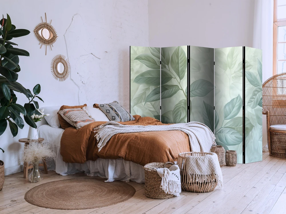 Pertvara - Dideli lapai žalsvai mėtų atspalviais - botaninis motyvas - 5 dalių