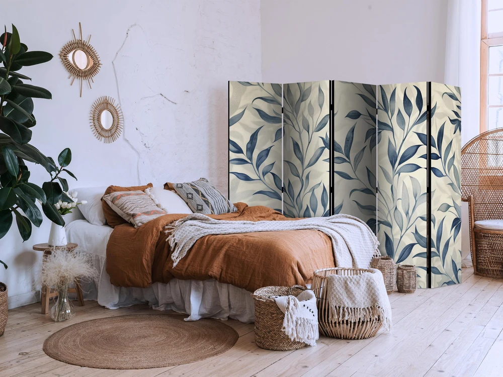 Pertvara - Lapai mėlynais tonais - subtilus botaninis motyvas - 5 dalių