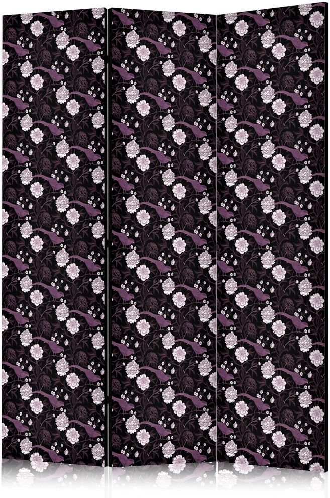 Pertvara - Paukščiai tarp gėlių - fazanai tarp bijūnų - violetinė - 3 dalių