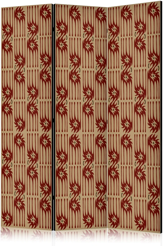 Pertvara - Plėšrūs potėpiai - raudonos abstrakčios formos įkvėptos tribal - 3 dalių