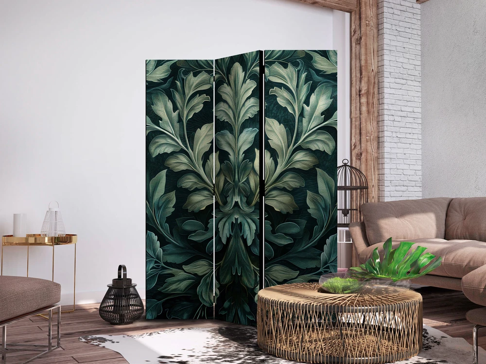 Pertvara - Tamsiai žali Viktorijos lapai - raižyta botaninė kompozicija - 3 dalių