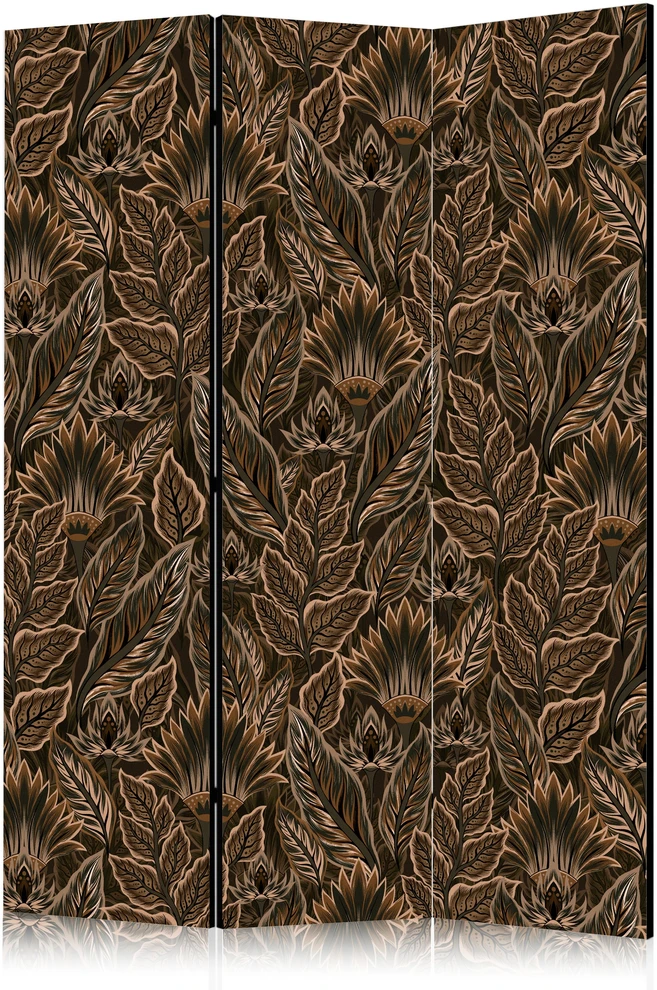 Pertvara - Tanki augmenija - botaninis raštas iliustraciniu stiliumi ruda - 3 dalių