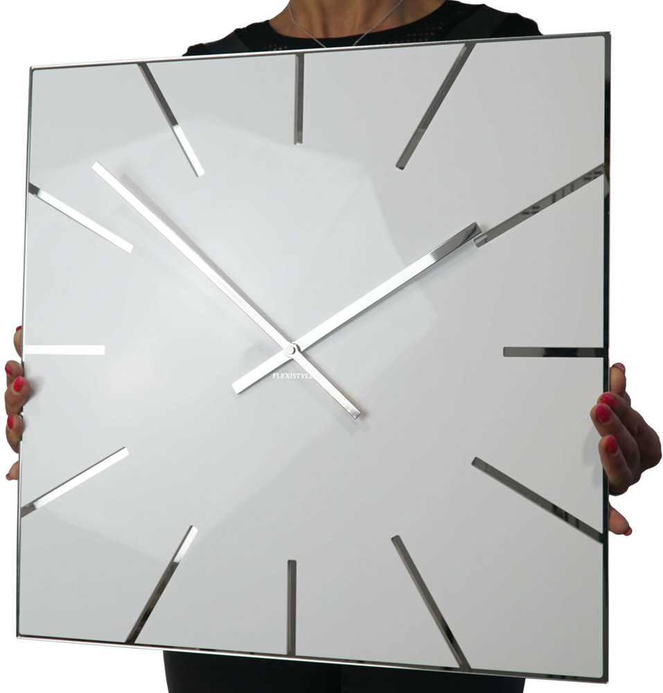 Sieninis laikrodis - Kvadratai II 50cm. Baltas
