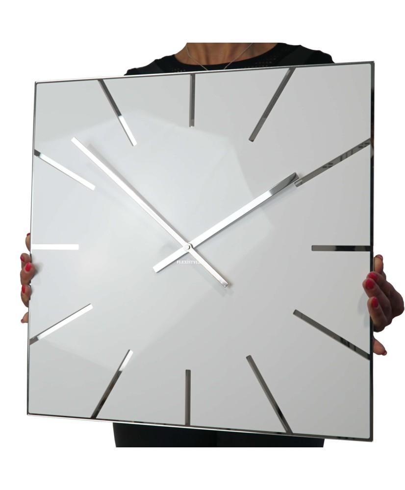 Sieninis laikrodis - Kvadratai II 50cm. Baltas