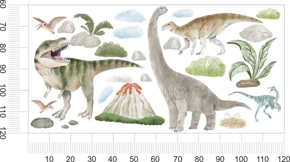 Sienų lipdukai vaikams Dinozaurai – ugnikalnio išsiveržimas