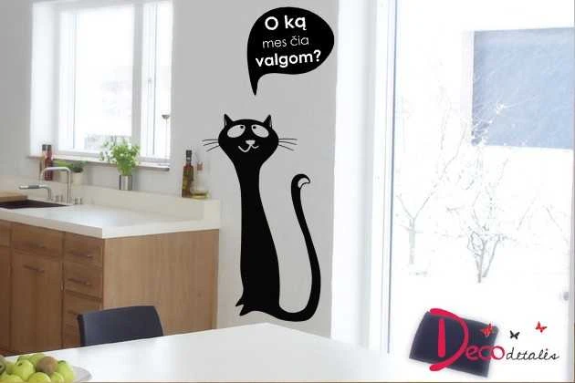 Sienų lipdukas "Katinas. O ką mes čia valgom?"