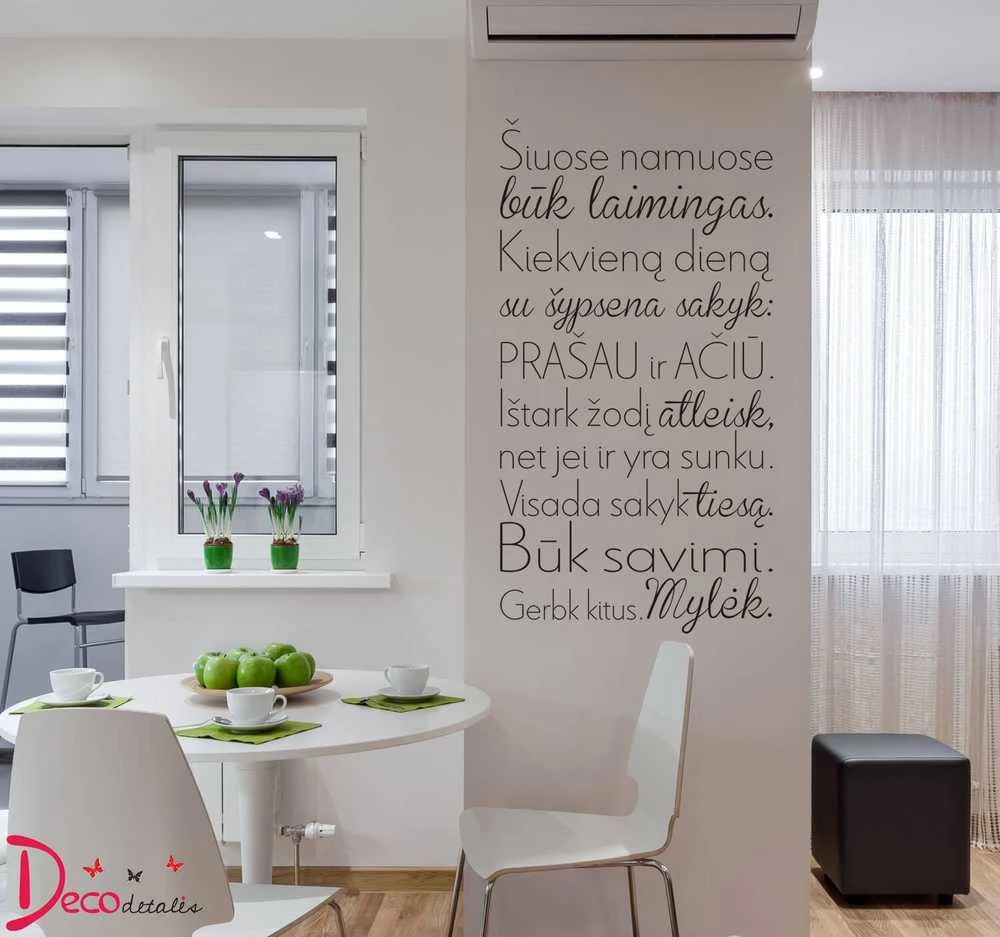 Sienų lipdukas „Šiuose namuose būk laimingas“