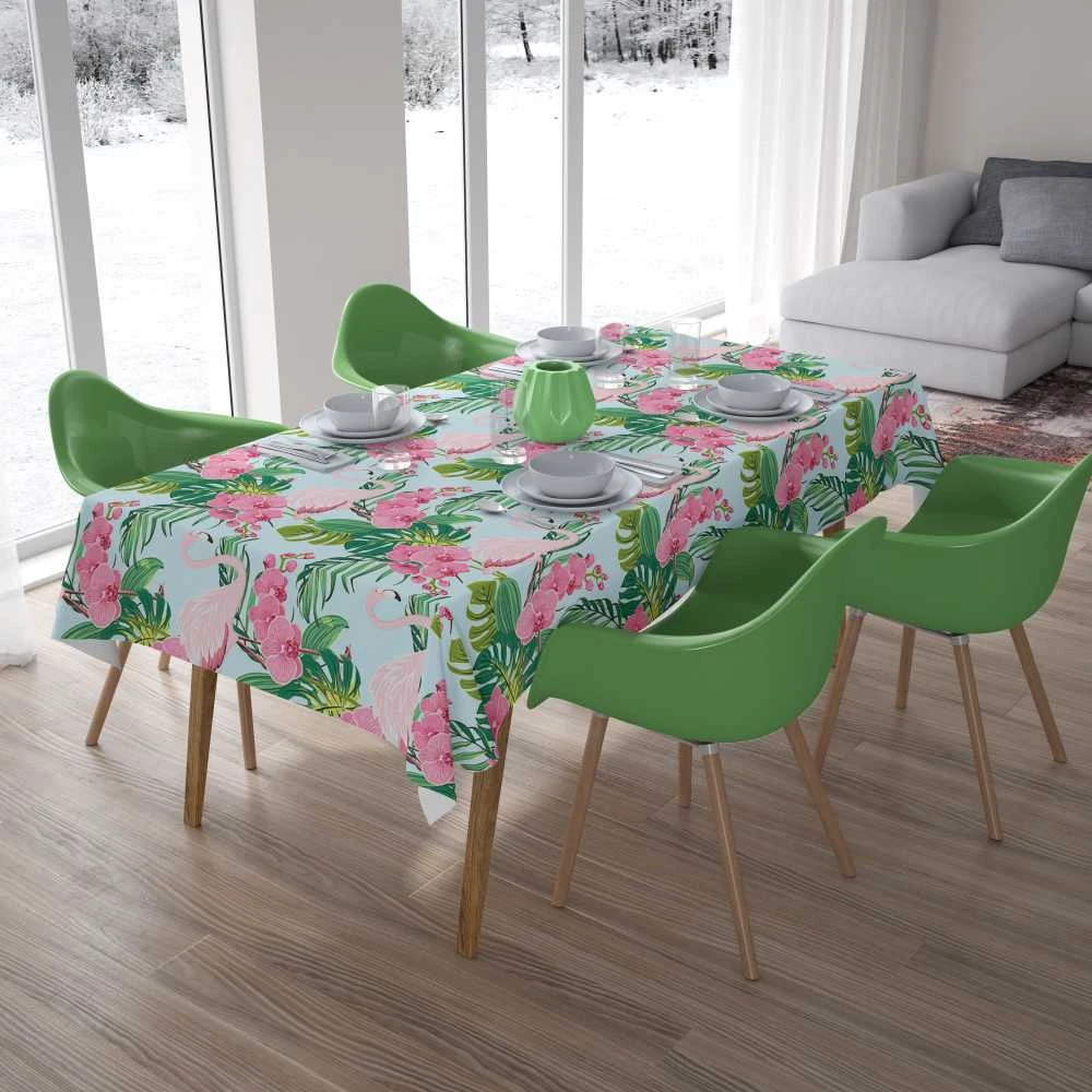 Staltiesė Rožinis flamingas ir orchidėjos