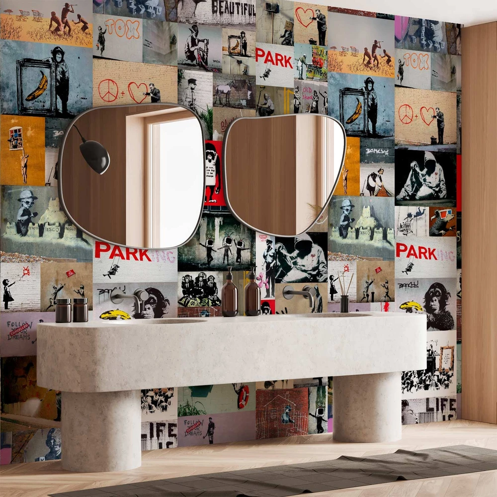 Tapetai - Banksy koliažas