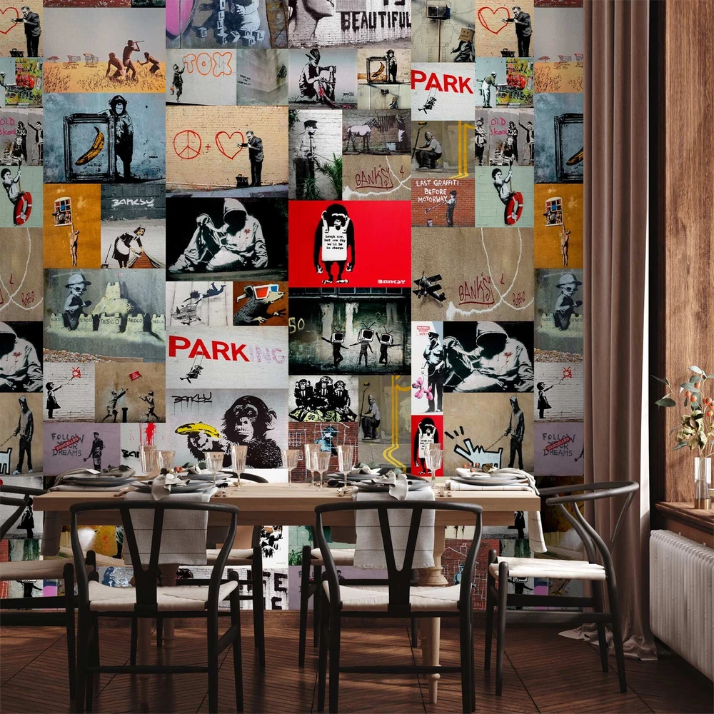 Tapetai - Banksy koliažas