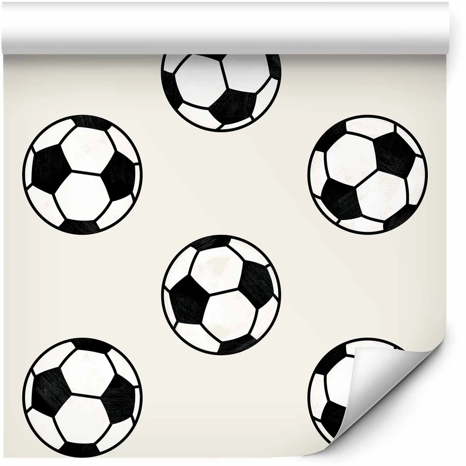 Tapetai - Simetriški juodai balti futbolo kamuoliai