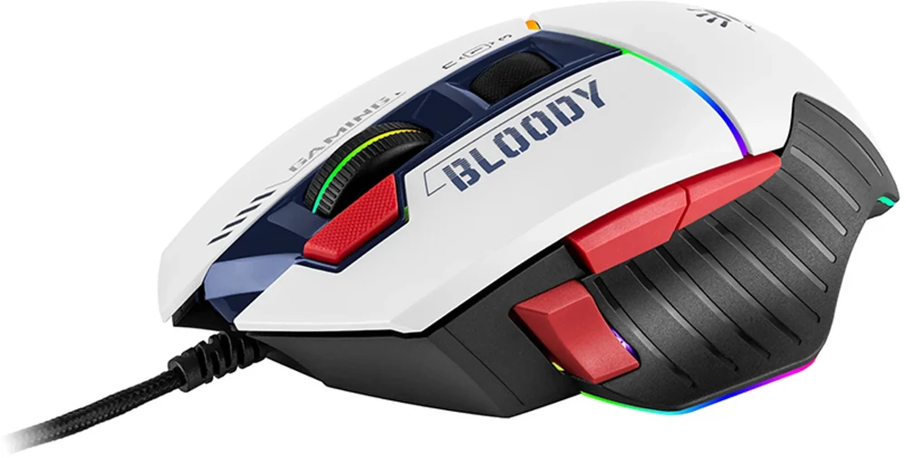 Pelė Myszka žaidimams A4Tech Bloody W95Max Sports Navy su laidu 12000 dpi optinė balta