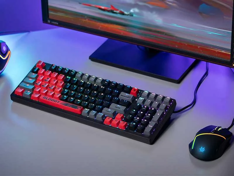 Klaviatūra žaidimams A4Tech Bloody S98 Sports BLMS Raudona Plus su laidu mechaninė su pašvietimu juoda