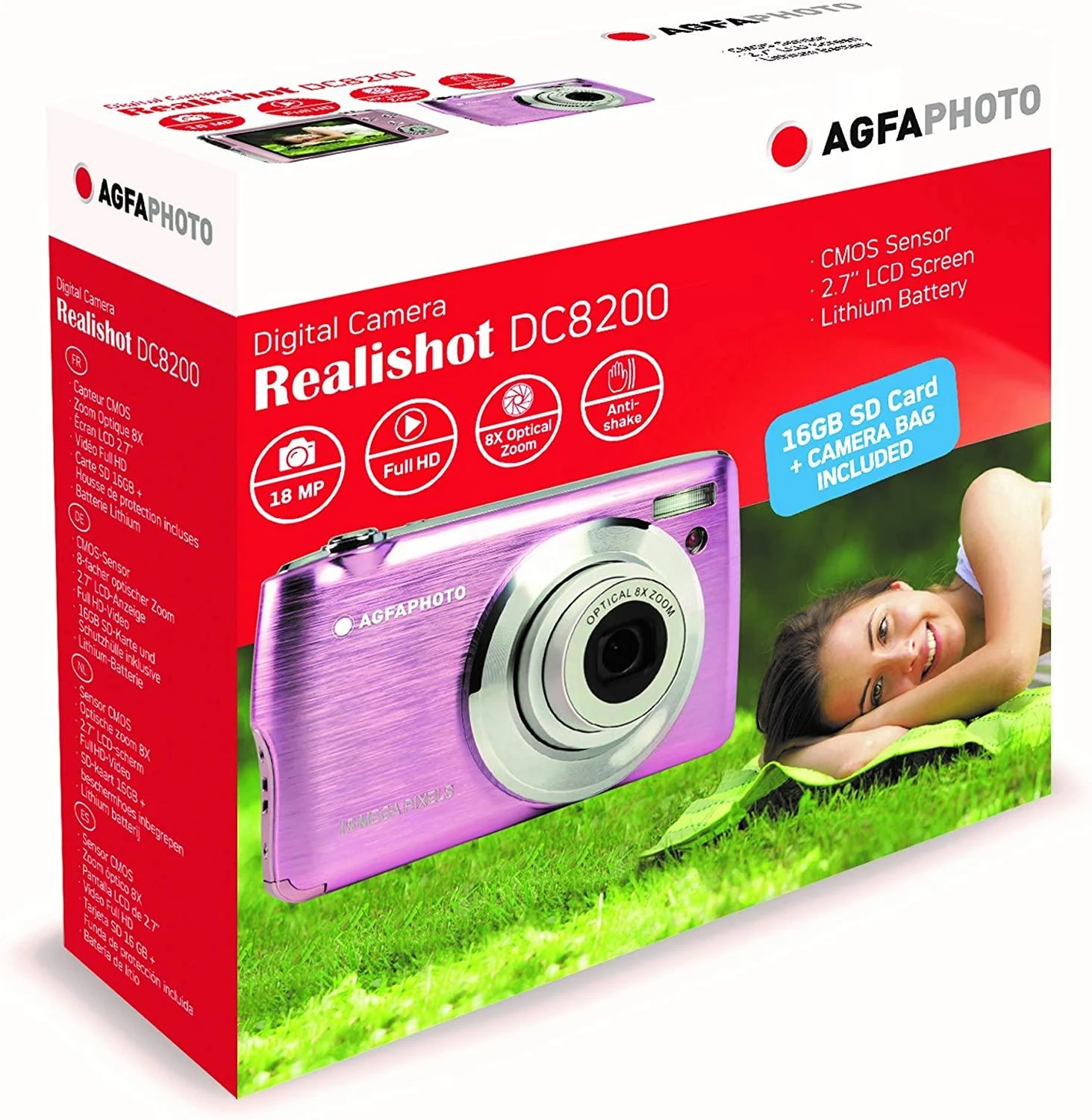 AgfaPhoto Agfa Photo DC8200 Rožinė + etui + karta SD 16GB