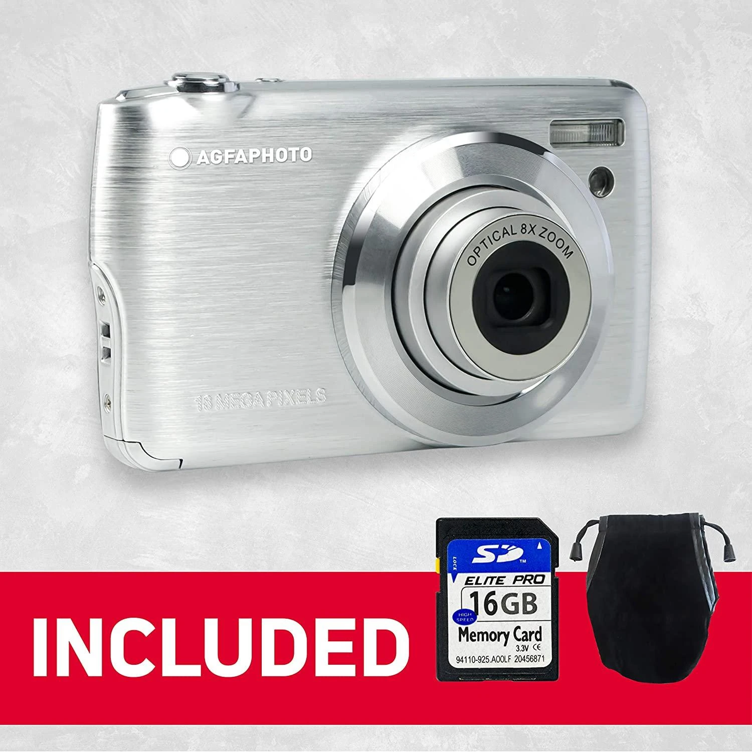 AgfaPhoto Agfa Photo DC8200 Sidabrinė + etui + karta SD 16GB