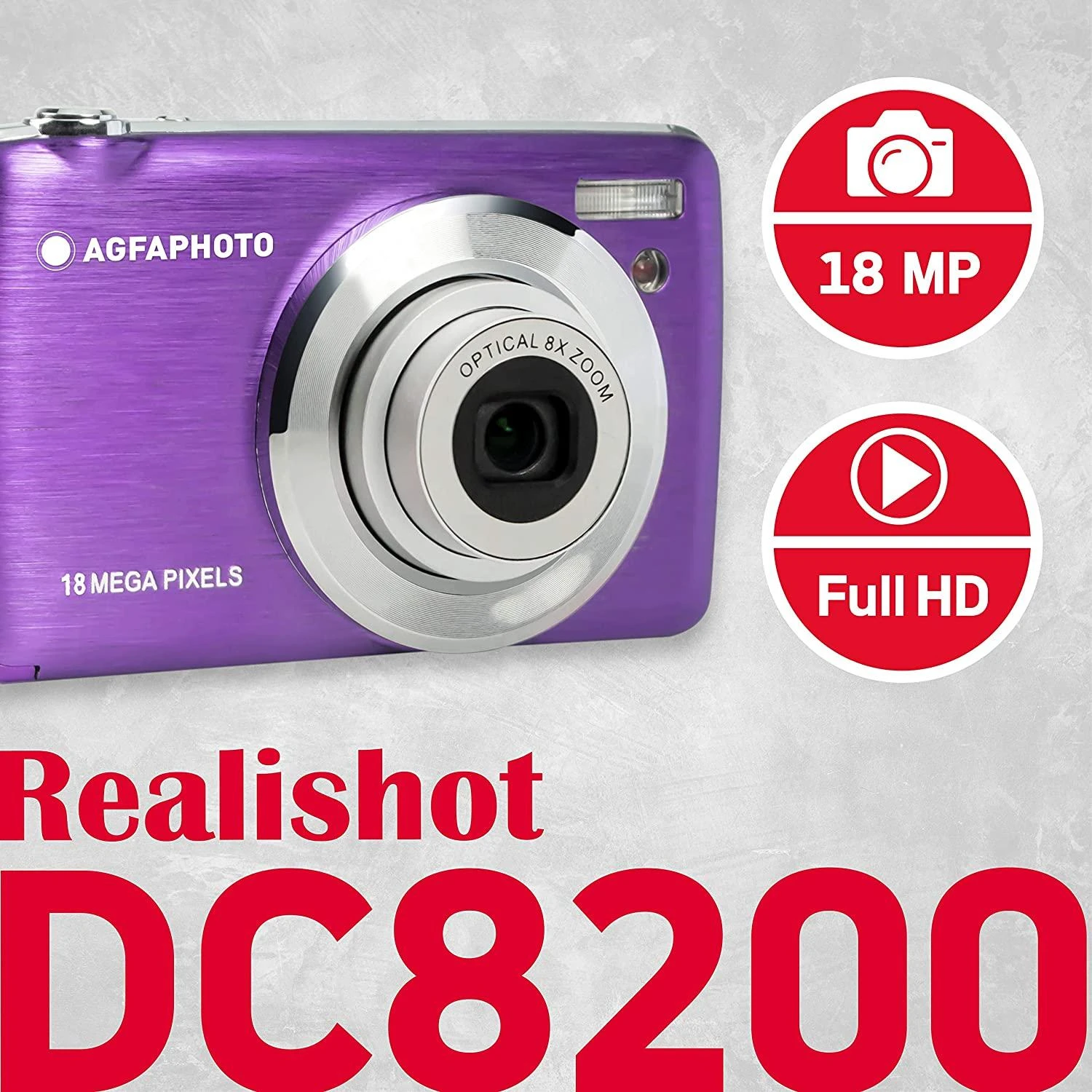 AgfaPhoto Agfa Photo DC8200 Violetinis + etui + karta SD 16GB