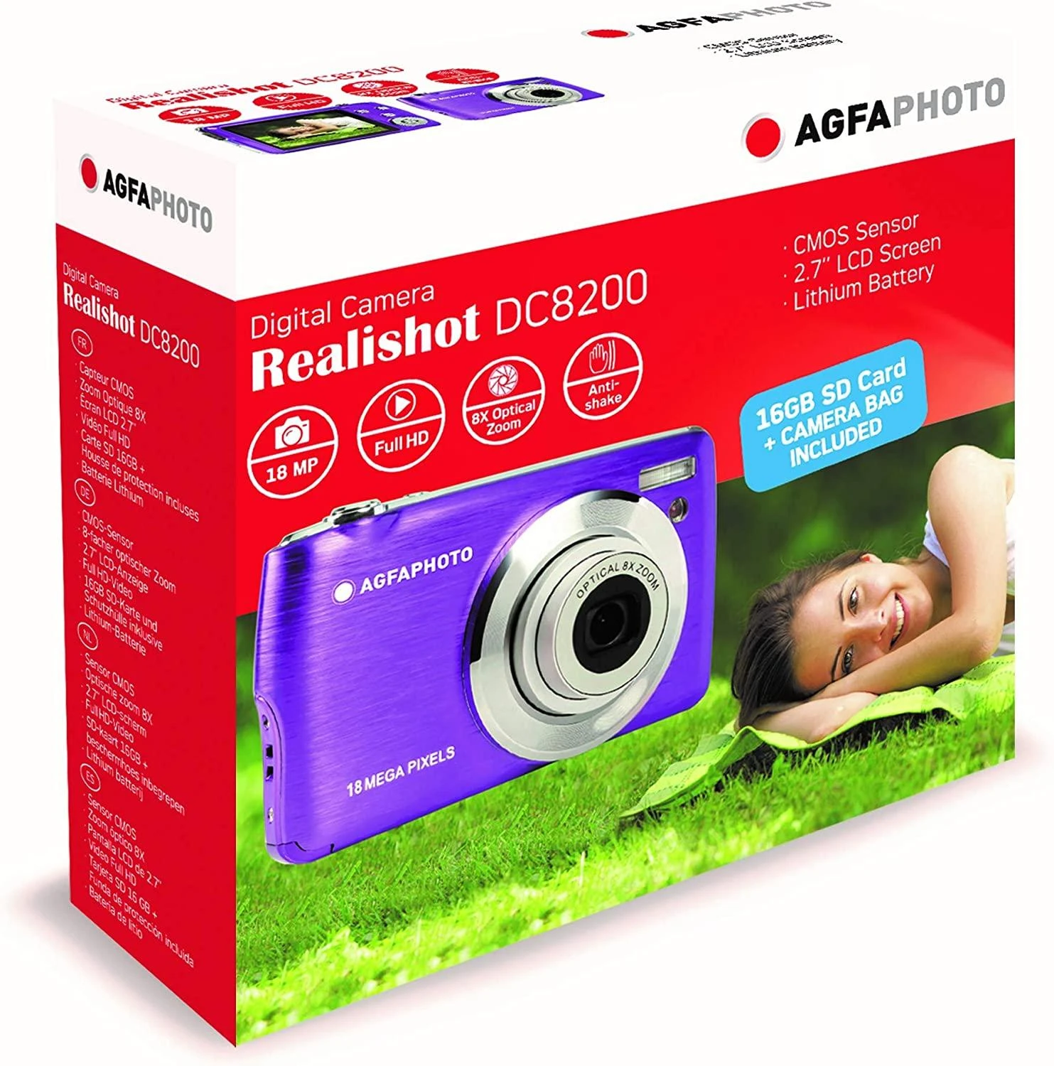 AgfaPhoto Agfa Photo DC8200 Violetinis + etui + karta SD 16GB
