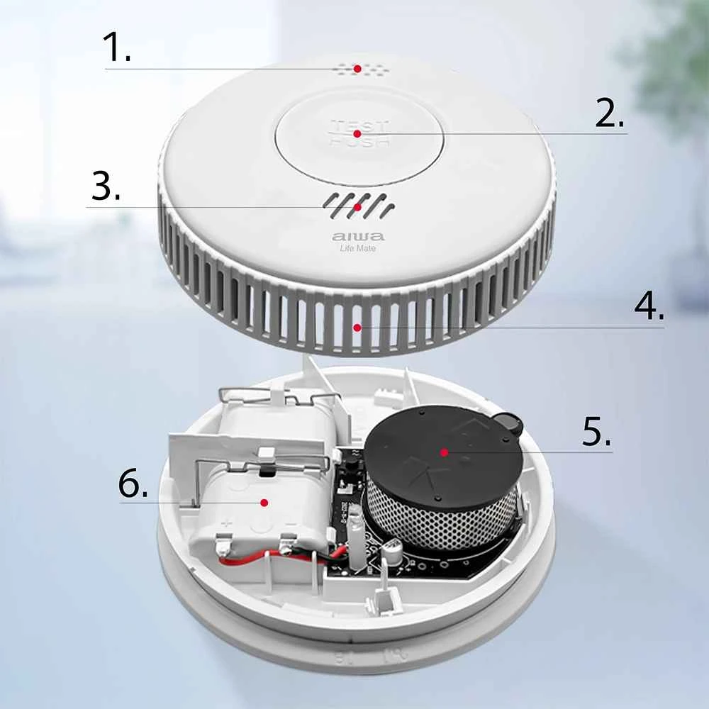 Aiwa S100A-AA ANZEN S1 Smoke Detector, Baltas