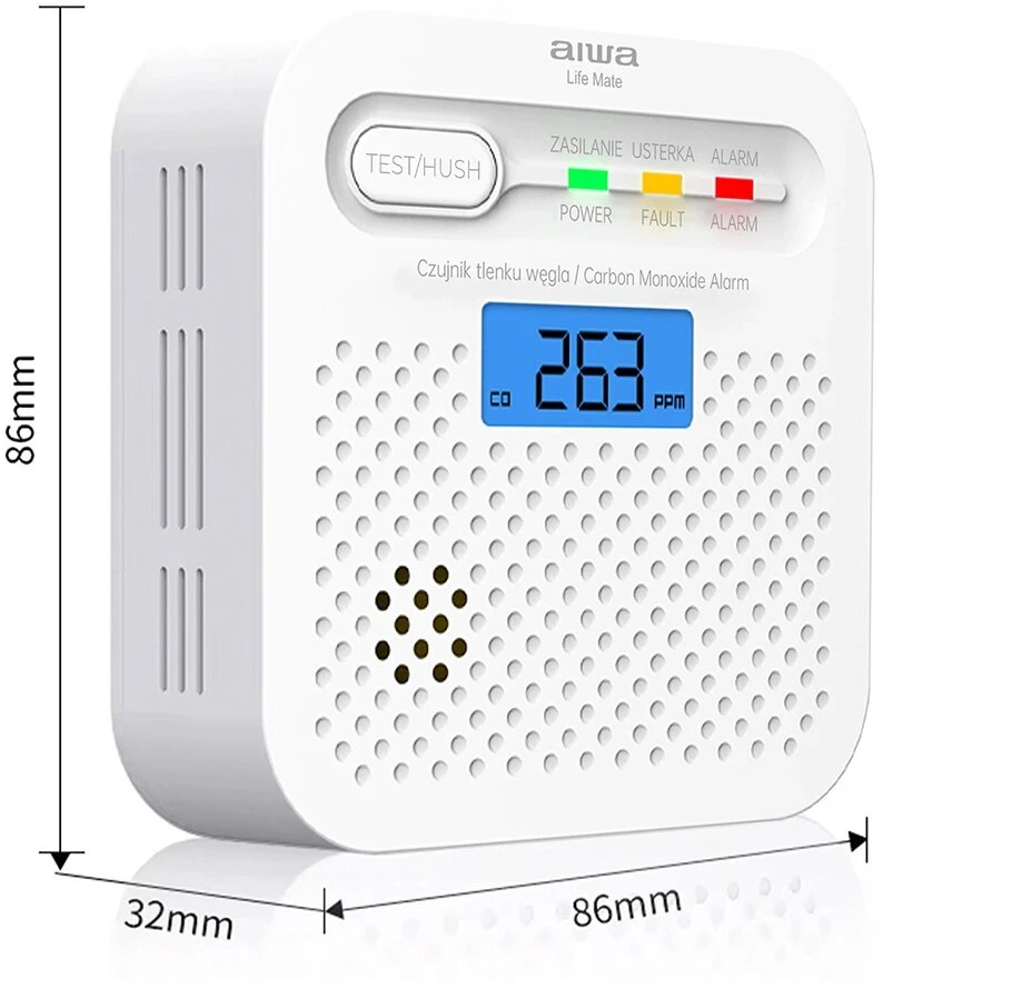 Aiwa Y100A-AA ANZEN S1 Carbon Monoxide Alarm, Baltas