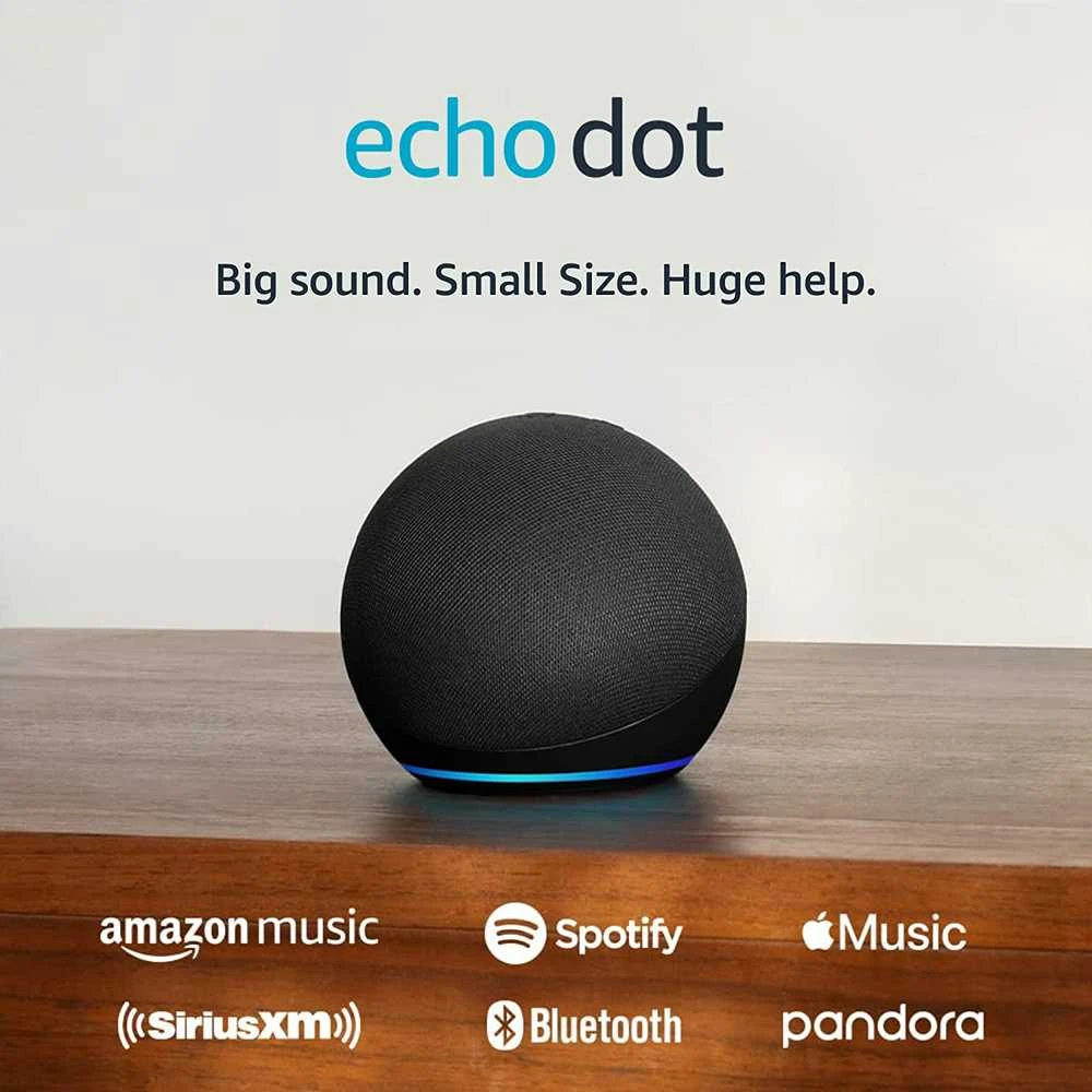 Amazon Echo Dot (5. Gen) nešiojama išmanioji kolonėlė, Medžio anglies spalvos