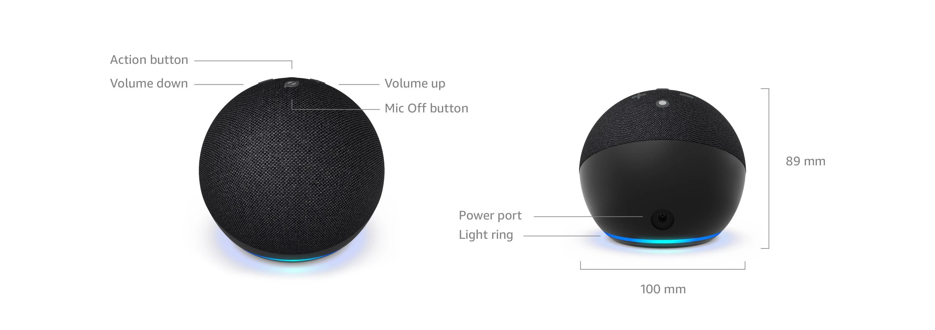 Amazon Echo Dot (5. Gen) nešiojama išmanioji kolonėlė, Mėlynos spalvos