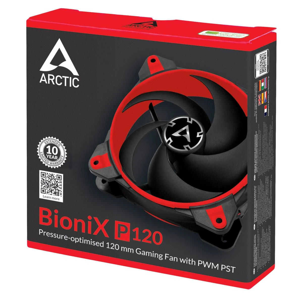 ARCTIC BioniX P120 Kompiuterio korpusui Aušintuvas 12 cm Juoda, Raudona