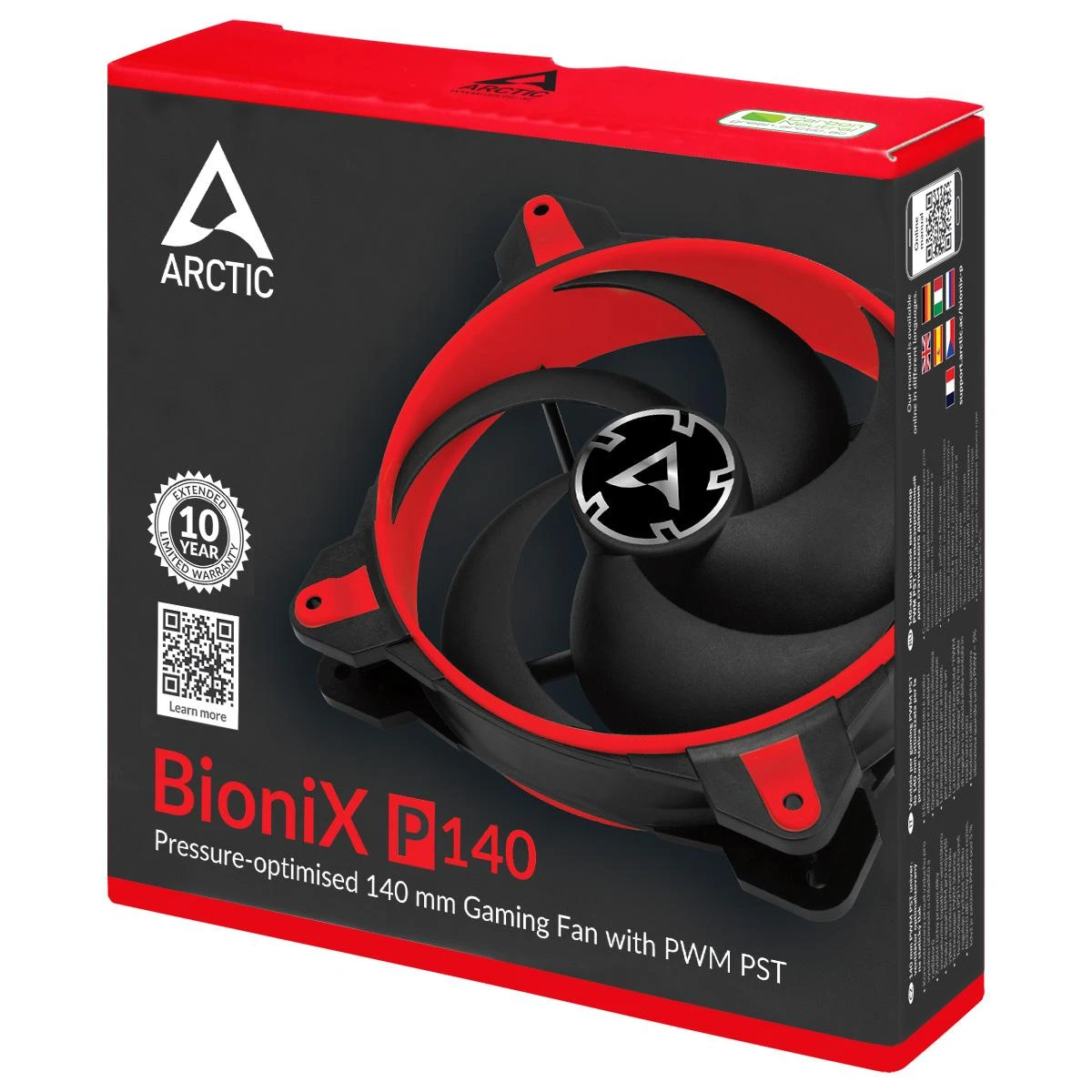 ARCTIC BioniX P140 Kompiuterio korpusui Aušintuvas 14 cm Juoda, Raudona