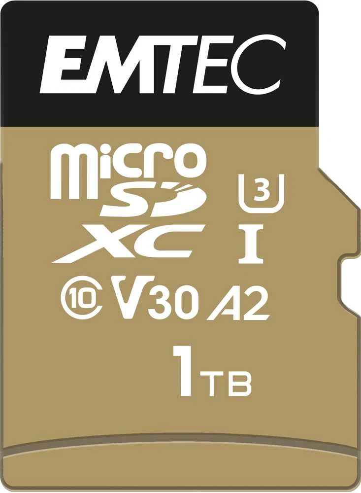 Emtec 1TB micro SDXC atminties kortelė su techniniais parametrais