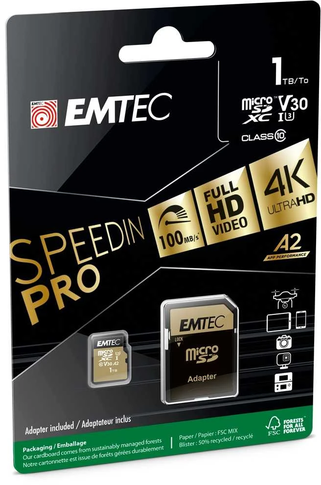 Emtec 1TB Micro SDXC atminties kortelė su adapteriu
