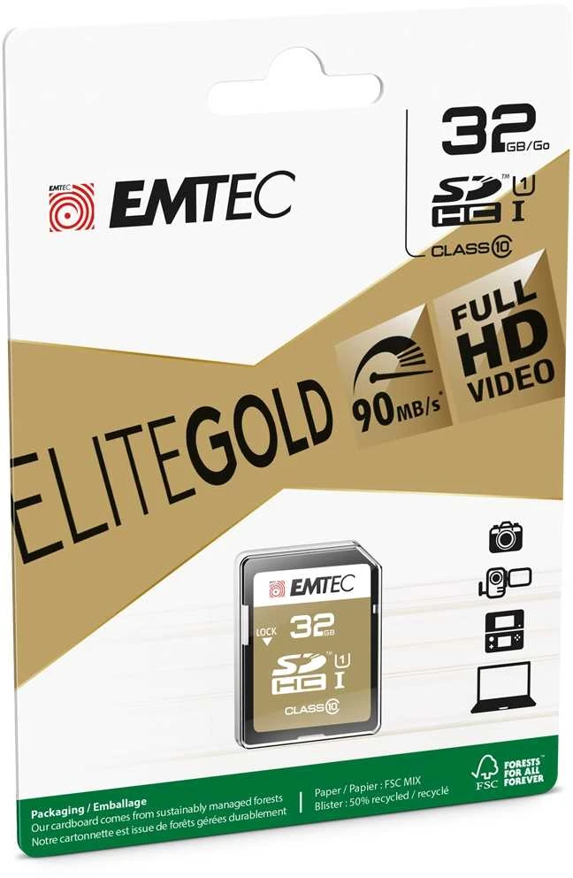 Atminties kortelė Karta Emtec EliteGold SDHC 32 GB 10 klasės UHS-I/U1 (ECMSD32GHC10GP)