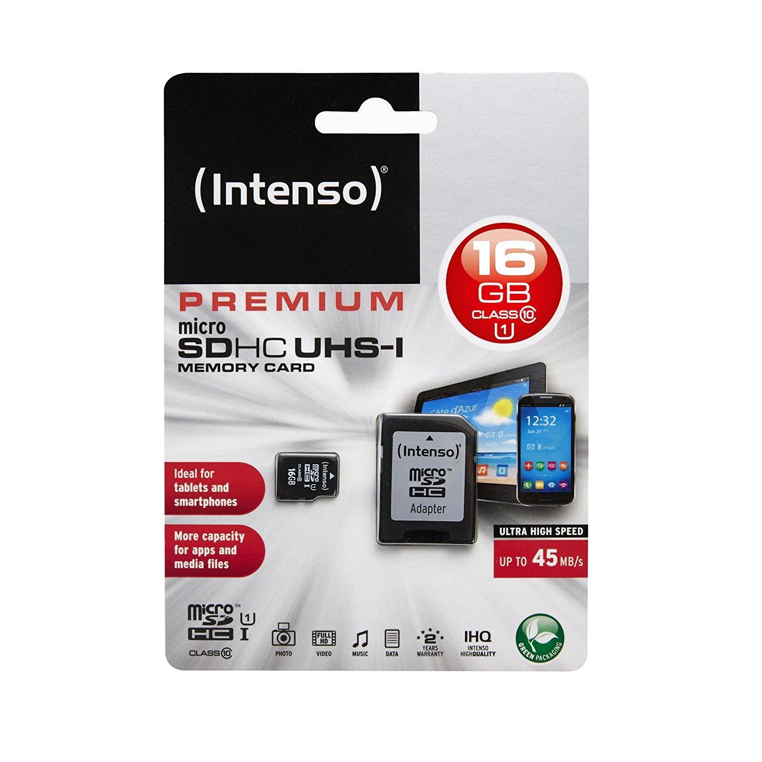 Intenso 16GB micro SDHC kortelė su adapteriu