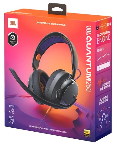 JBL Quantum 250 Headphone Ausinės su laidu Žaidimams su mikrofonu, Juodas EU