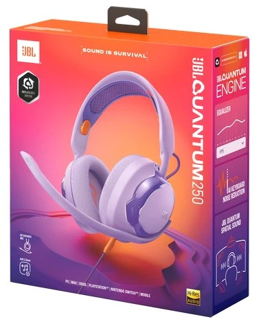 JBL Quantum 250 Headphone Ausinės su laidu Žaidimams su mikrofonu, Violetinė EU