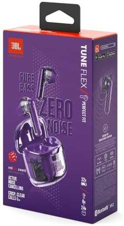 Ausinės JBL Tune Flex Ghost Edition TWS Bluetooth Belaidės In-Ear Earphone Ghost Violetinė EU