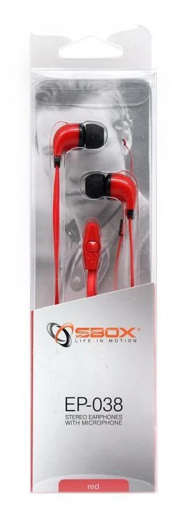 Sbox EP-038 raudonos ausinės pakuotėje