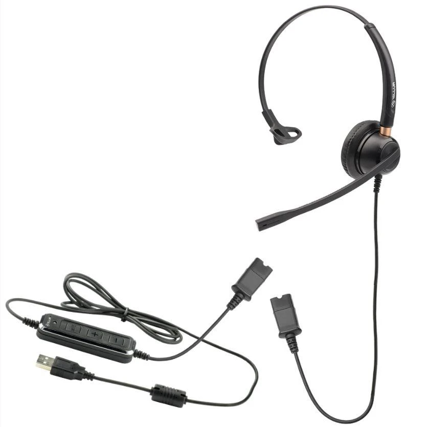 Tellur Voice 510N monofoninės laidinės ausinės su USB adapteriu, juodos